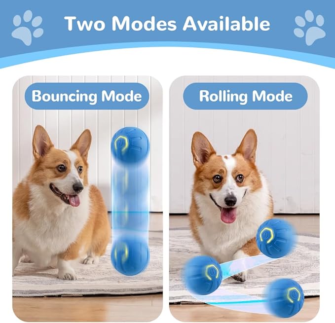 Interactive Pet Toy Automatic Rolling Ball, 2025 New Cat Touch Motion Activated Ball for Dogs, Relieve Boredom, LED Flash Dog Toy (Blue)