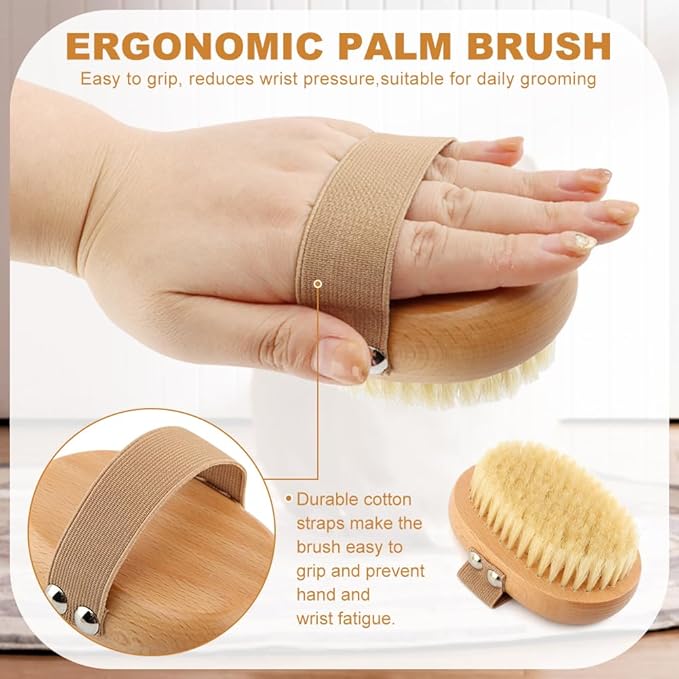 Soft Boar Bristle Pet Palm Brush for Short Haired Dogs and Cats with Band, Reduce Shedding,Ergonomic Dog Brush(Soft dog brush)