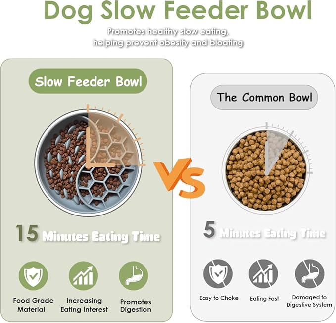 Slow Feeder Dog Bowls,Fun Dog Feeding Bowls with Suction Cups, Anti-Choking, Non-Slip Design, Reduces Boredom, Anxiety,Overeating, Ideal for Medium to Small Dogs & Cats (Pink+Grey)