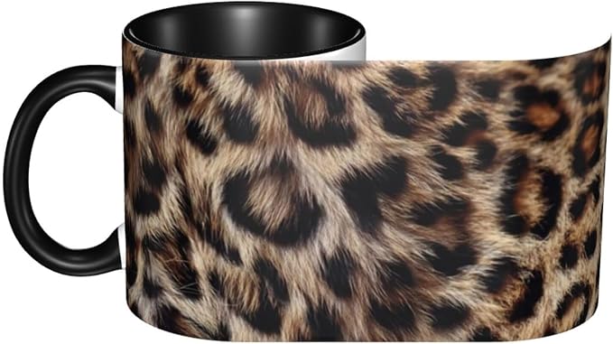 Leopard Print Coffee Mug 11 OZ Ceramic Tea Cup Novelty Mugs Funny Coffee Cups with Handle