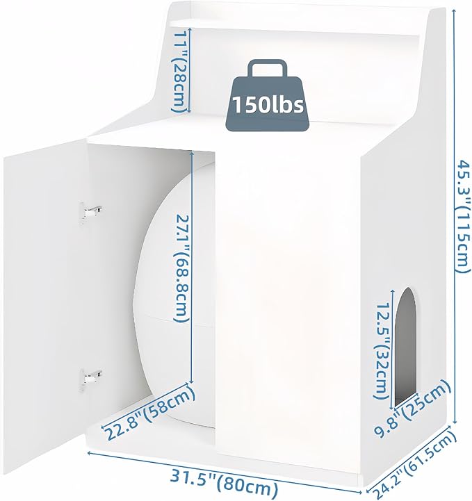Large/Tall Cat Litter Box Enclosure Furniture, Hidden Cabinet for Self-Cleaning Litter Boxes with Storage Shelf,Furniture for Automatic Litter Boxes