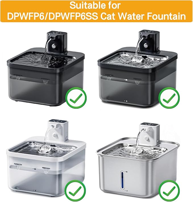 12 Packs Replacement Filters Compatible with DownyPaws Wireless Cat Water Fountain 84oz/2.5L,Cat Fountain Filter for Battery Operated Water Fountain DPWFP6