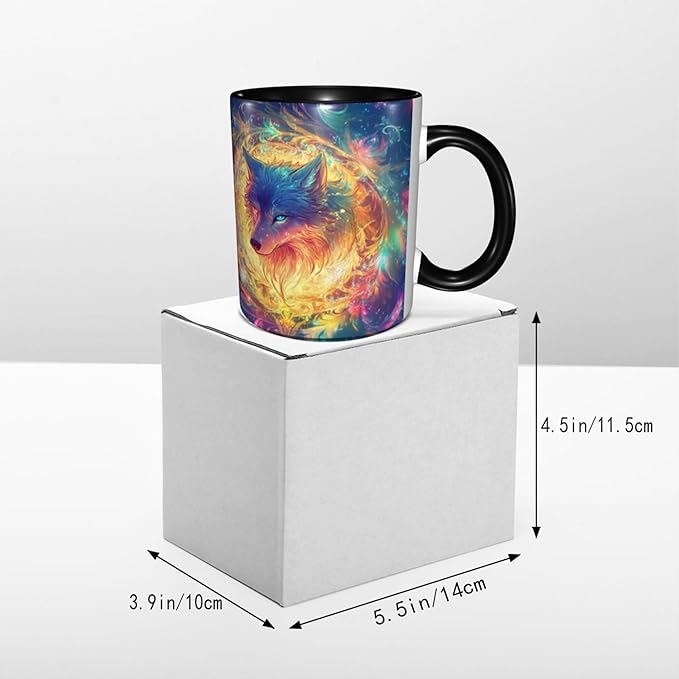 Wolf Coffee Mug Funny Ceramic Tea Cup With Handle Dishwasher Microwave Safe for Women 11oz Porcelain Mugs