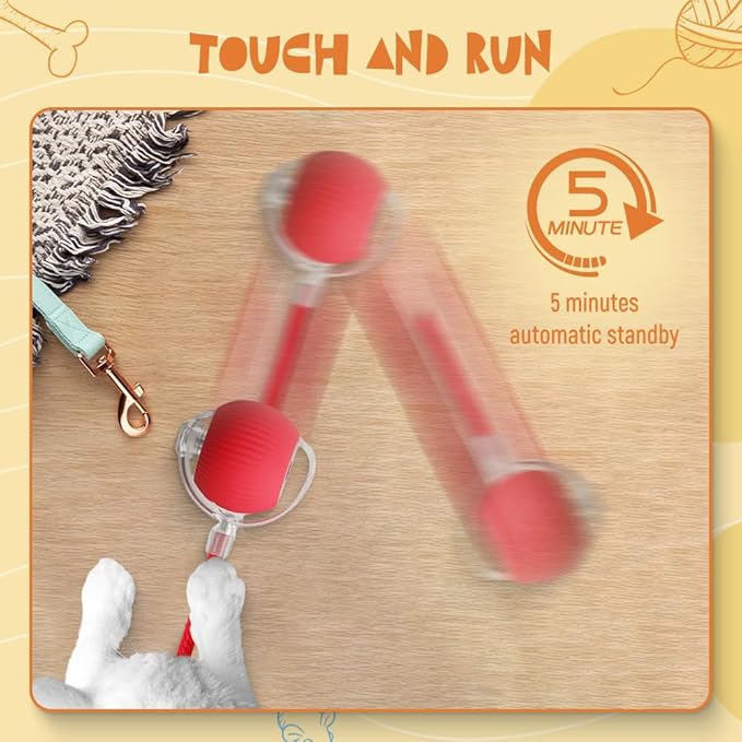 Interactive Cat Toys for Indoor Cats, Smart Automatic Cat Ball Toy for Bored Indoor Adult Cats, Rechargeable Cat Toys Interactive with Motion Sensor (Red-Gray)