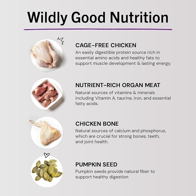 Stella & Chewy's Freeze-Dried Raw Cat Dinner Morsels - Premium Chicken Recipe with 98% Cage-Free Meat & Organs - Natural Grain-Free Cat-& Kitten Food - Made in USA - 18 oz,(Pack of 2)