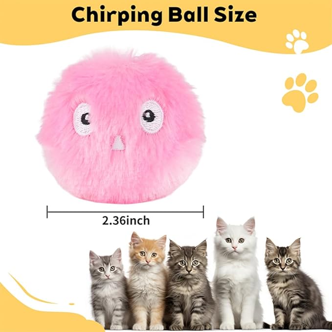 3 Pack Interactive Ball Smart Cat Toy Plush Electric Training Toy Kitten Touch Sounding Pet Product Squeak Toy Chipring Ball