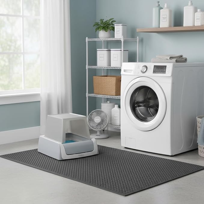 Automatic Cat Litter Box Self Cleaning Litter Box Large Capacity for Multiple Cats, App Control with Safety Sensors, Removable Washable Liner,2 Rolls Garbage Bags,Grey