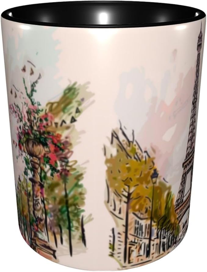 Paris Eiffel Tower Coffee Mug 11OZ Funny Ceramic Tea Cup Kitchen Decor Novelty Mugs for Home Office Travel