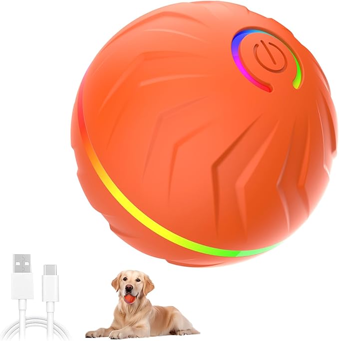 Vibrating Dog Ball, 2025 New Moving Dog Ball, Upgraded Interactive Dog Ball, Automatic Bouncing Ball Toy for Pet, Shaky Ball Toy for Small Dogs and Cats (b-Orange)