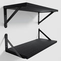 COCOYA Wall Shelves 7.3" Deep Set of 2, Solid Paulownia Wood Wider Longer Sturdy Easy to Install Wall Mounted Bookshelves Storage Shelves Bathroom Home Office Laundry Room Bedroom Organizer Black