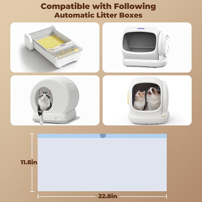 Litter Box Liners for Robotail-C32/C42&UBPET-C31/C41&Meowant-SC01/SC02/SC03/SC09 Self Cleaning Cat Litter Box, 60 PCS