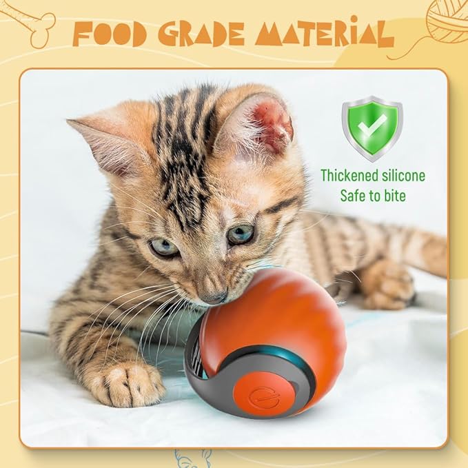 Interactive Cat Toys for Indoor Cats, Smart Automatic Cat Ball Toy for Bored Indoor Adult Cats, Rechargeable Cat Toys Interactive with Motion Sensor (Yellow)