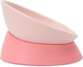 French Bulldog Food Bowl- Slanted Tilted Pug Food Water Bowl,Cat Bowl- Feeder for Frenchie/Shih Tzu/Flat Faced Small Dogs/Puppies/Cats (Pink, 4 Cup)