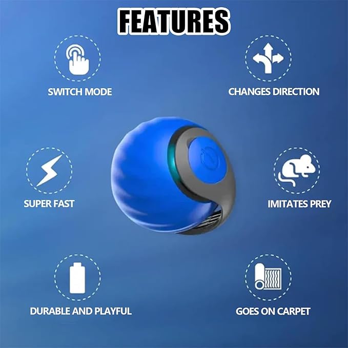 2PCS Speedy Tail 2.0, Speedy Tail Cat Toy, Smart Interactive Cat Toy Ball, Two Speed Adjustment (Orange + Blue)