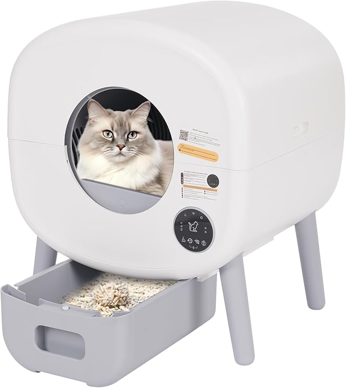 Large Automatic Litter Box for Multiple Cats Odor Removal Smart Self-Cleaning Cat Litter Box for Homes, Living Rooms, Balcony