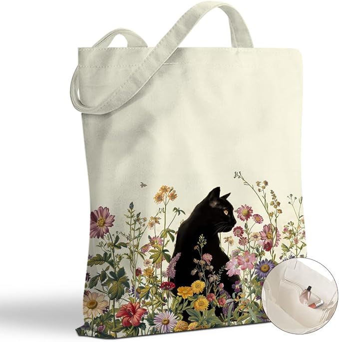 Hanamiya Na Tote Bag with Zipper Pockets, Tote Bag Reusable Shopping Grocery Bags Birthday Gifts for Women, Weekender Bags
