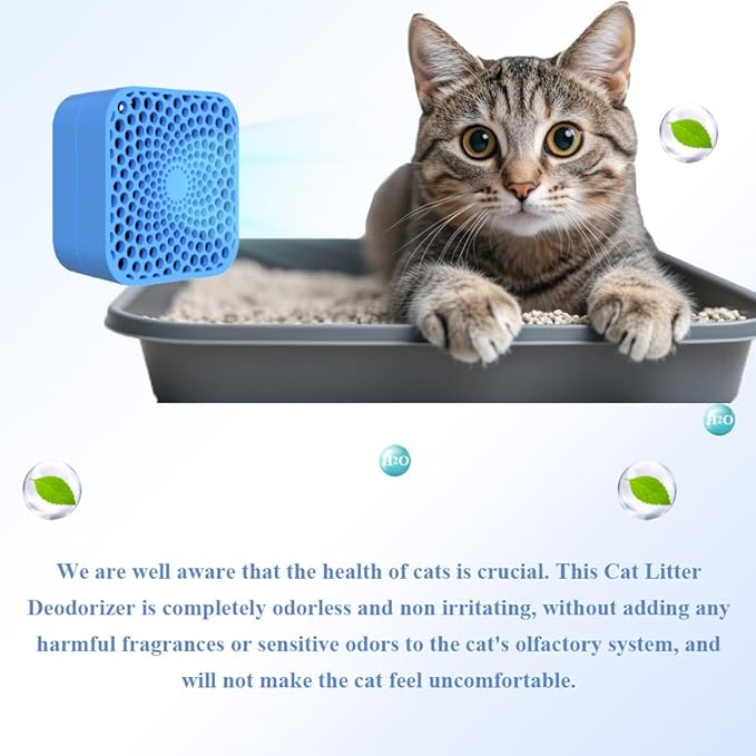 Cat Litter Deodorizer, Odor Eliminator for Pets, 10-Year Long-Lasting & Unscented, 99% Effective Air Freshener for Litter Box, Dog Bed, Cat litter box, Car & Closet (2-Pack)