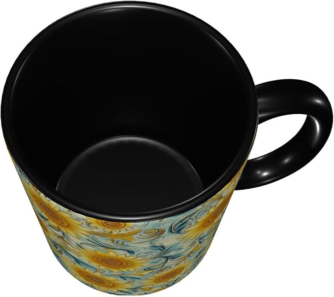 Sunflower Coffee Mug 11oz Ceramic Tea Cup With Handle Funny Porcelain Mugs for Women Dishwasher Microwave Safe