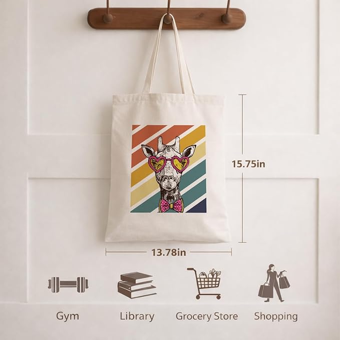 Cute Animal Tote Bag, Animal Lover Gift, Canvas Tote Bag for Women, Reusable Shopping Bags for Casual Shopping Work