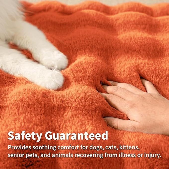 SOMAHE Self-Warming Cat Blanket for Indoor Cats & Small Dogs, Dual-Side Sherpa Plush Throw, Anti-Static Shared Couch Mat for Crate & Travel, Machine Washable No Shrink, 28x22 Inch Orange
