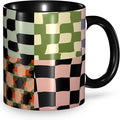 Checkered Coffee Mug Funny Ceramic Tea Cup Novelty Presents for Women Men Home and Office Birthday Microwave Dishwasher Safe 11oz