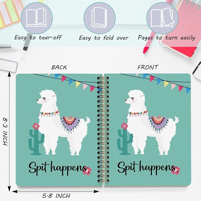 2 Pcs Funny Llama Spiral Notebook Cute Alpaca Journaling Notebooks Funny Llama Gifts for Women Men Friend Teens College Ruled Notebook Journal, Classroom Office Supplies