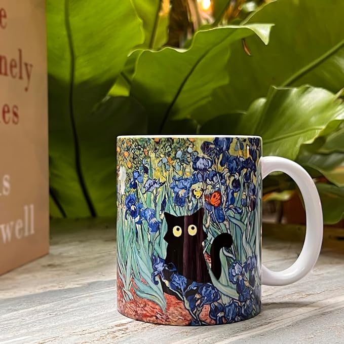 Famous Art Paintings Funny Cat Coffee Mug for Artist Cat Lovers, Famous Picture Classic Art Aesthetic Canvas Mug Gift for Women