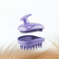 All-purpose Dog Shampoo Bath Brush,Pet Grooming & Soothing Massage Silicone Brush,Fits Ergonomically in the Hand for Long Short Haired Dogs and Cats(Purple)
