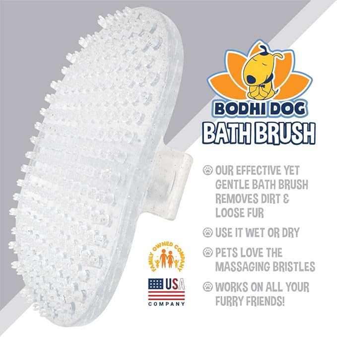 Bodhi Dog Shampoo Brush - Pet Grooming & Bath Supplies for Dogs and Cats - Bath Brush for Long & Short Hair - Premium Scrubber for Shower, Bathing & Massage (One Pack, Silver Glitter)