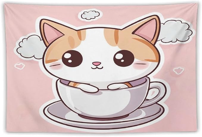 MaSiledy Tapestry's Wall Hanging Kawaii Cat Tapestry Cat Lover Gifts Bedroom Tapestries Wall Decor for Bedroom Living Room Dorm 60"x90" Wall Hanging for Home Decor Bedroom Living Room Dorm Decor