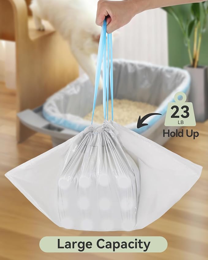 80 Count Automatic Cat Litter Box Bags for Petpivot Autoscooper 11/12 NeakasaM1 Open-Top Self-Cleaning Cat Litter Boxes, Leak-Proof Drawstring Trash Bags Replacement, Unscented,27" x 13",Holds 23 lbs