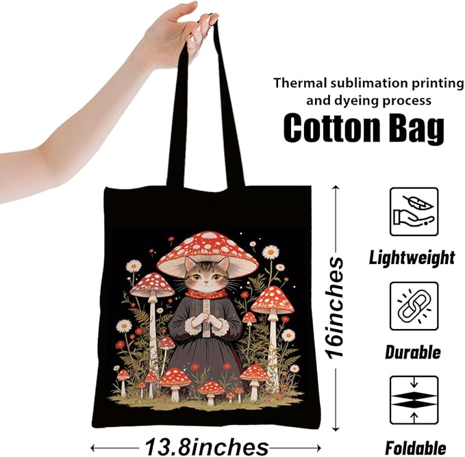 Cute Axolotls Cat, Moon Witch Series Inspirational Quotes Grocery Bags Gifts for Women