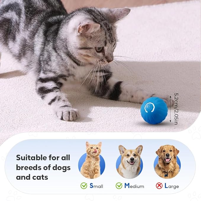 Drkicsy Automatic Moving Dog Toy Ball, Interactive Pet Balls USB Rechargeable Bouncing Ball, Electric Dog Toys Rolling Balls for Cat, Puppy, Small Medium Dogs (Blue)