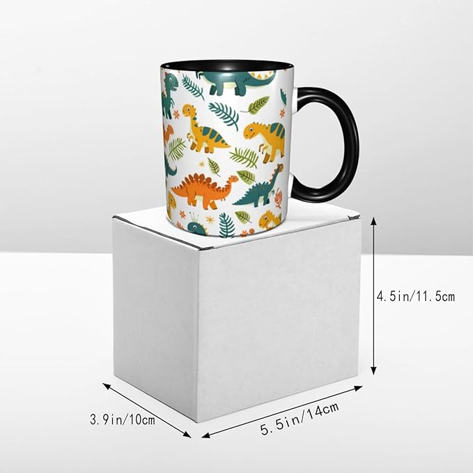 Dinosaur Coffee Mug Funny Ceramic Tea Cup With Handle Dishwasher Microwave Safe for Women 11oz Porcelain Mugs