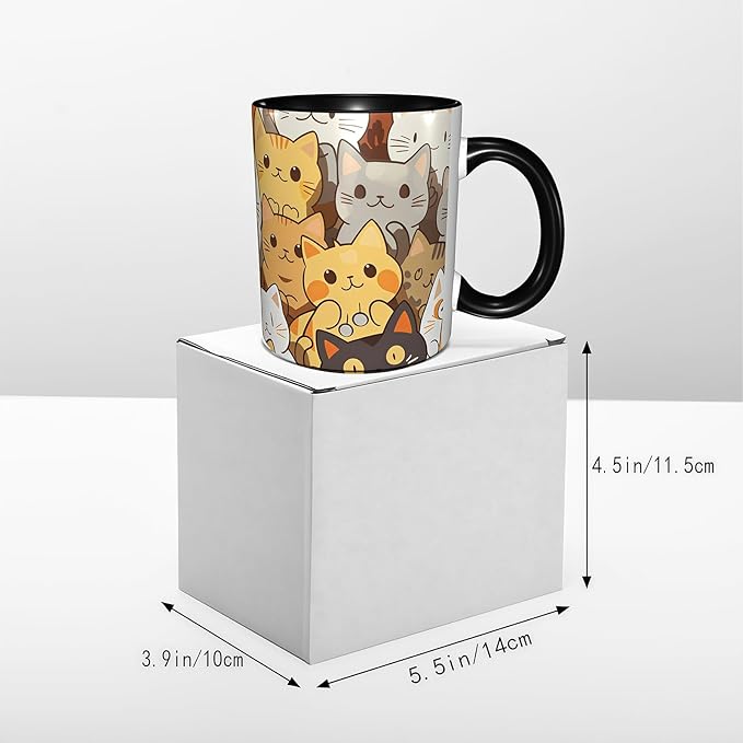 Cat Coffee Mug Funny Ceramic Tea Cup Novelty Presents for Women Men Home and Office Birthday Microwave Dishwasher Safe 11oz