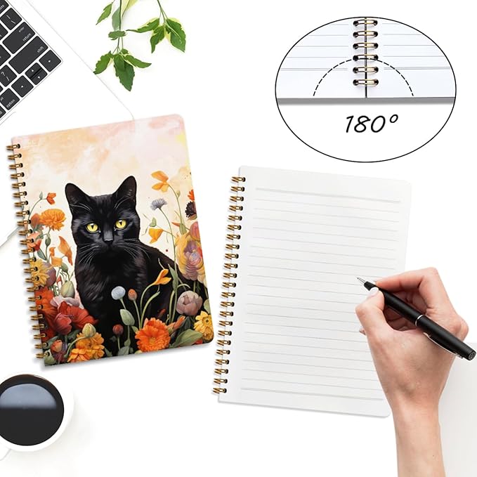 2 Packs Cat Spiral Notebook Aesthetic College Ruled Journaling Notebooks Cat Themed Gifts for Women Educator Coworker Friend Hardcover Notebook Journals for Writing Classroom Office Home Supplies