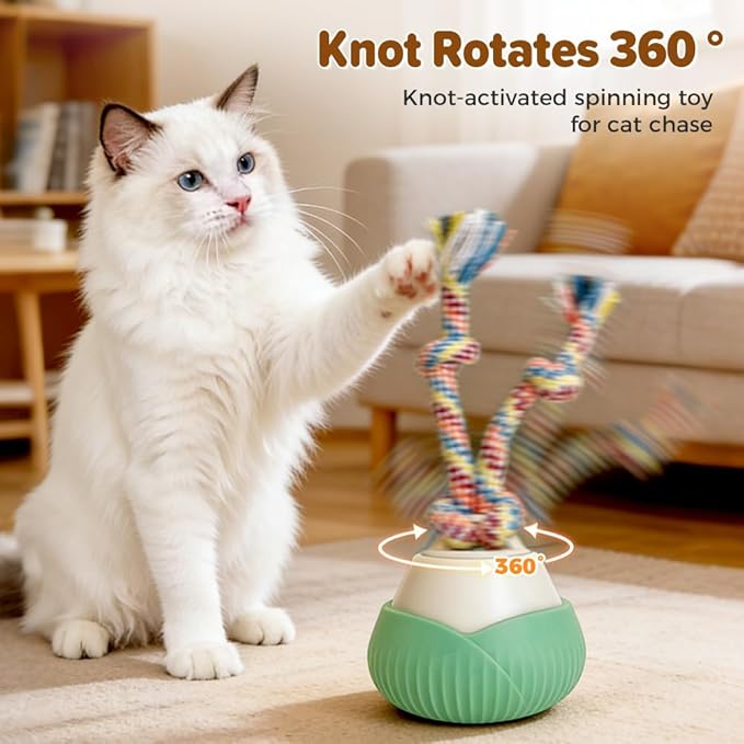 2026 New Interactive Dog Toys, Automatic Moving Interactive Cat Toy with 3 Speed Modes, USB Rechargeable Smart Motion Rolling Ball with Tail Rope, Indoor for Small Medium Large Dogs (Green *2)