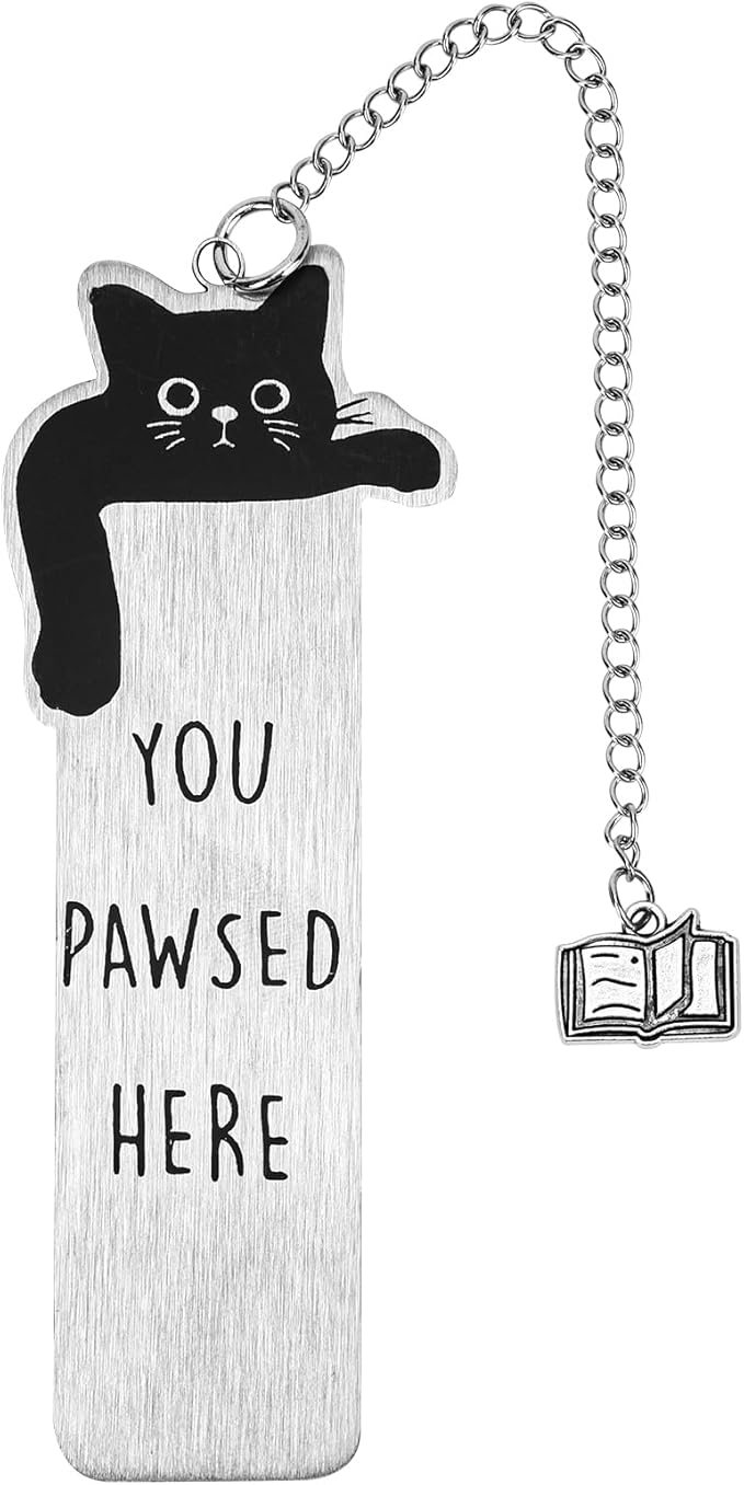 Cute Cat Bookmark, Zinc Alloy Kitten Paw Print Bookmarks Reading Gifts for Cat Lovers Funny Black Kitten Book Marks Animal Bookmark Gifts Book Accessories for Reading (Style E)