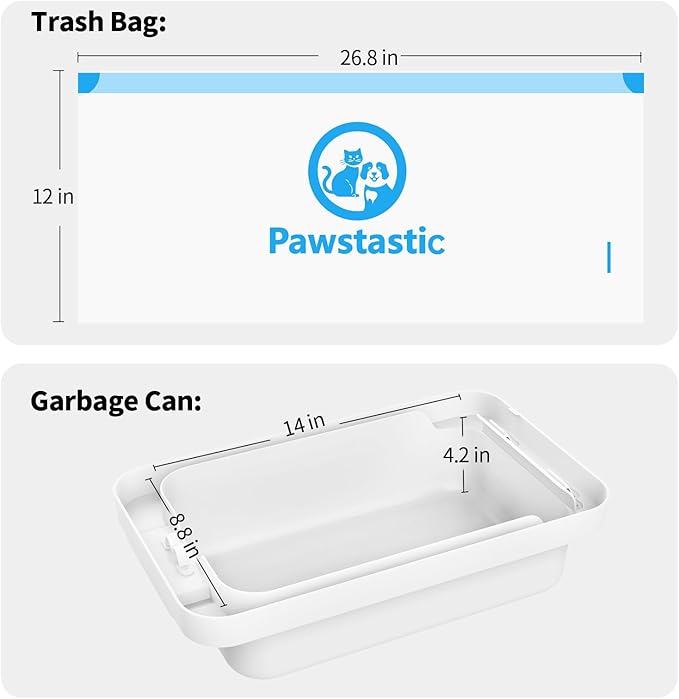 Replaced Waste Bags-2 Rolls, Cat Litter Waste Receptacles Bags for Paw101 Self-Cleaning Cat Litter Box