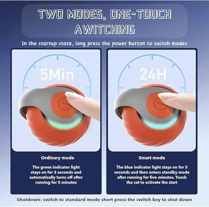 Speedy Tail 2.0 Cat Toy,Interactive Cat Ball,CatToys for Indoor Cats,Chewie Viral CatBall,Adjustable Sports Rolling Toy,Electric RollingBall Christmas Birthday Gift for Pets.(Orange)