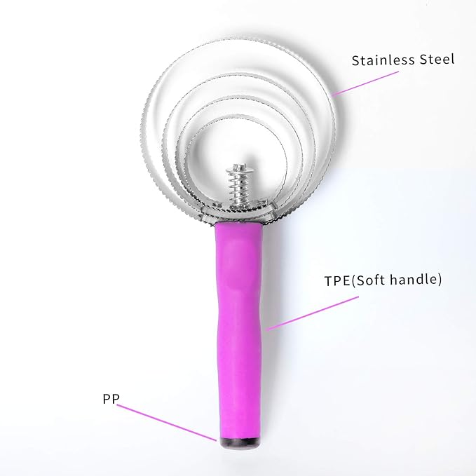 Reversible Stainless Steel Curry Comb with Soft Touch Grip (Pink)