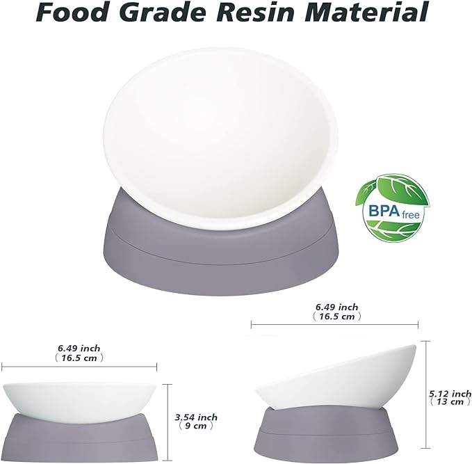 Ravitat 3Pcs Elevated Cat Food Bowl - Adjustable, Anti-Slip & Anti-Noise, Protects Pet's Spine - Thickened Plastic, 17 Oz