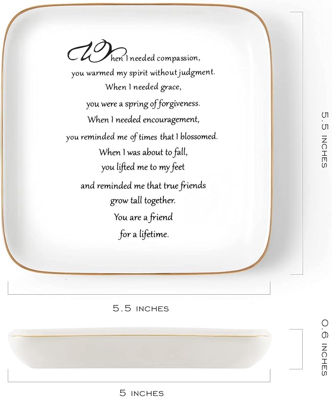PUDDING CABIN Gift for Friend Ring Trinket Dish - You are a Friend for a Lifetime - Birthday Gifts for Women, Female, Her, BFF, Coworkers, Friendship, Moving Away Gifts