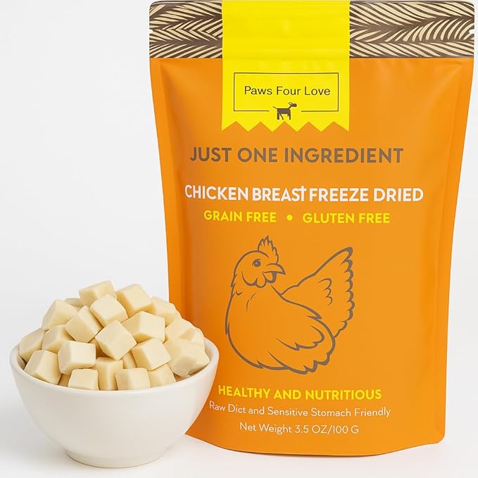 Organic Freeze Dried Dog & Cat Treats - Single Ingredient, Grain Free Food Toppers for Healthy Pets, No Fillers or Preservatives (Pack of 1, Chicken)