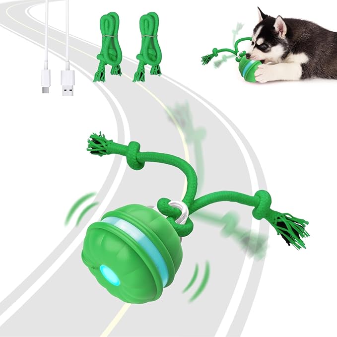 Interactive Dog Toys, Motion Activated Automatic Rolling Ball Toys, Squeaky Dog Toy for Small Dogs/Puppy