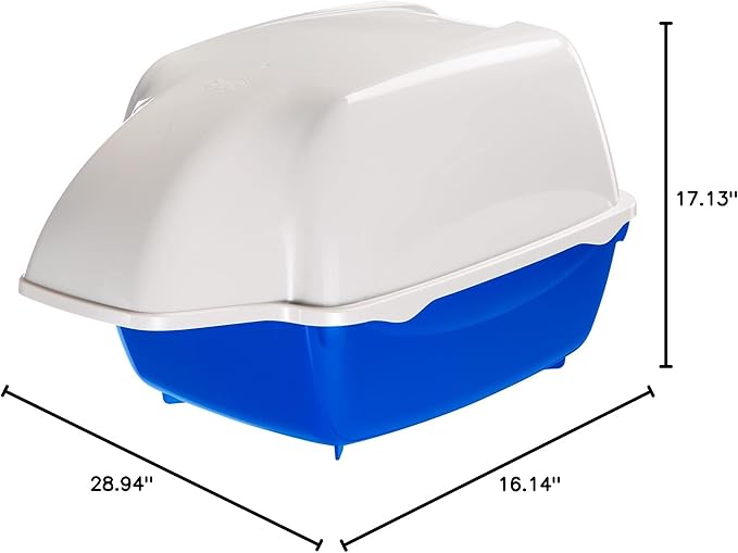 Ferplast Cosmic Outdoor Cat Litter Box - Waterproof Dog-Proof Cat Toilet with Tunnel Entry, High-Sided Base for Litter Containment, Easy-Clean Design, Durable Thermoplastic Resin in Blue