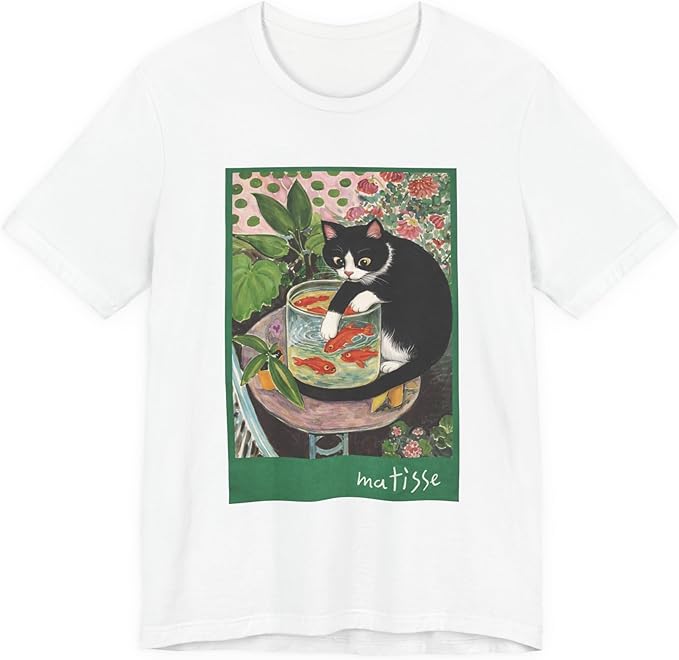 Vintage Cat Painting T Shirt, Matisse Inspired Cat Tee, Retro Art Aesthetic Shirt, Funny Cat Lover Gift