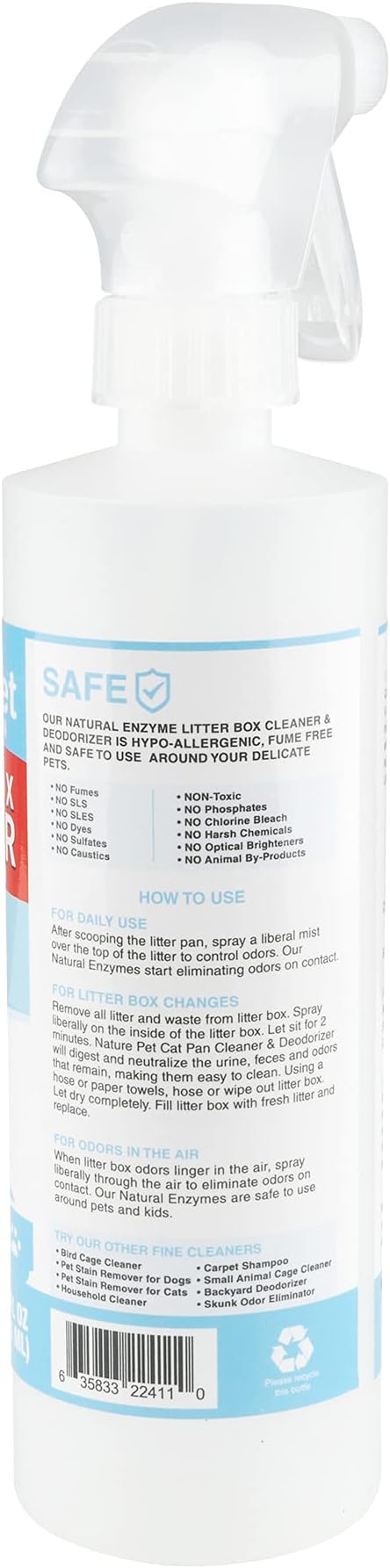 Litter Box Cleaner and Odor Eliminator, Eliminate Odors Quickly, Neutralizes Urine and Feces Odors in The Air and The Box, Make Litter Last Longer (16oz Spray Bottle)