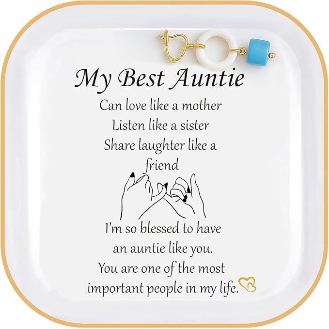 PUDDING CABIN Mothers Day Auntie Gifts, Aunt Gifts from Niece, Nephew Jewelry Dish - I'm blessed to have an auntie like you - Mothers Day, Birthday, Christmas