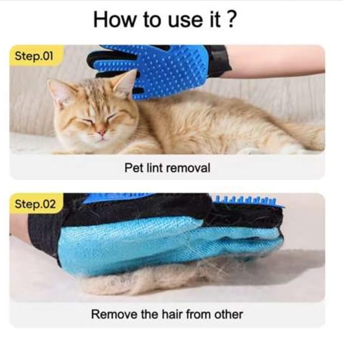 Gift for Pets, 2 Pieces of 2-in-1 double-sided pet grooming gloves gently lift loose fur from dogs, cats, and horses. Works on long or short hair and fabric. We gives back